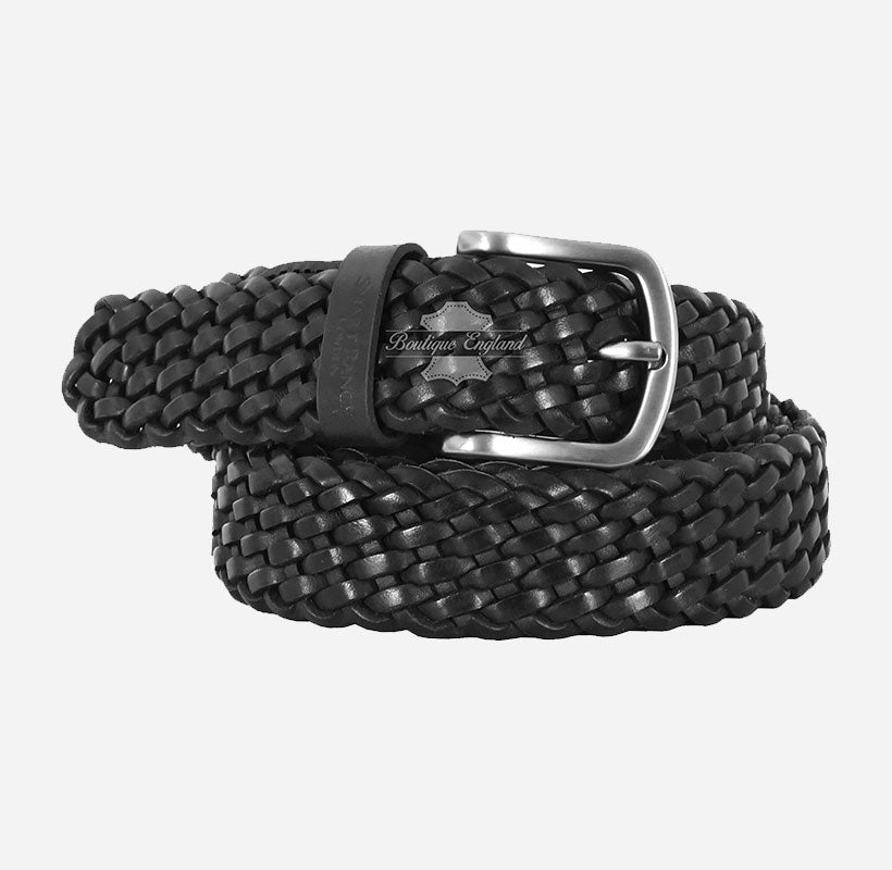 Men's Woven Leather Belt - One-Size-Fits