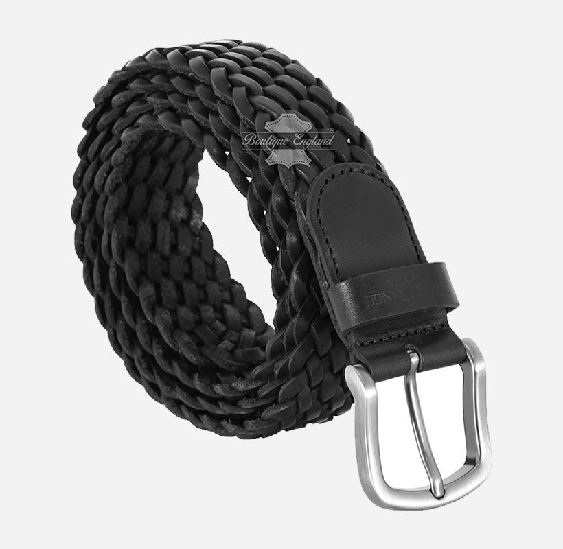 Men's Woven Leather Belt - One-Size-Fits