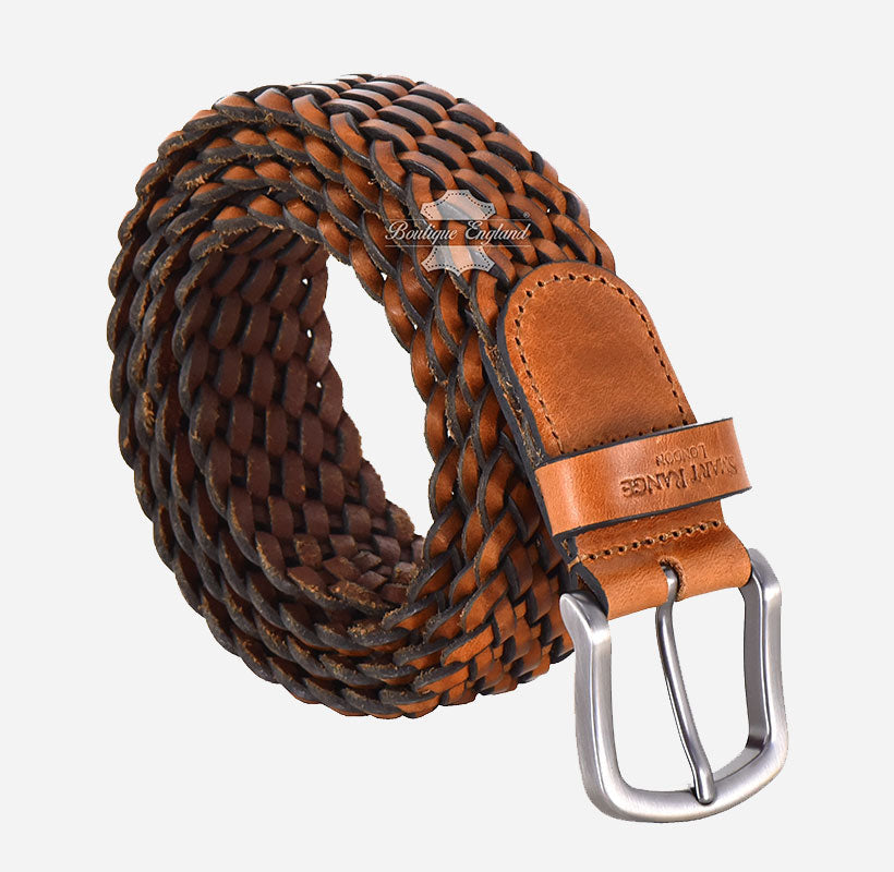Men's Woven Leather Belt - One-Size-Fits
