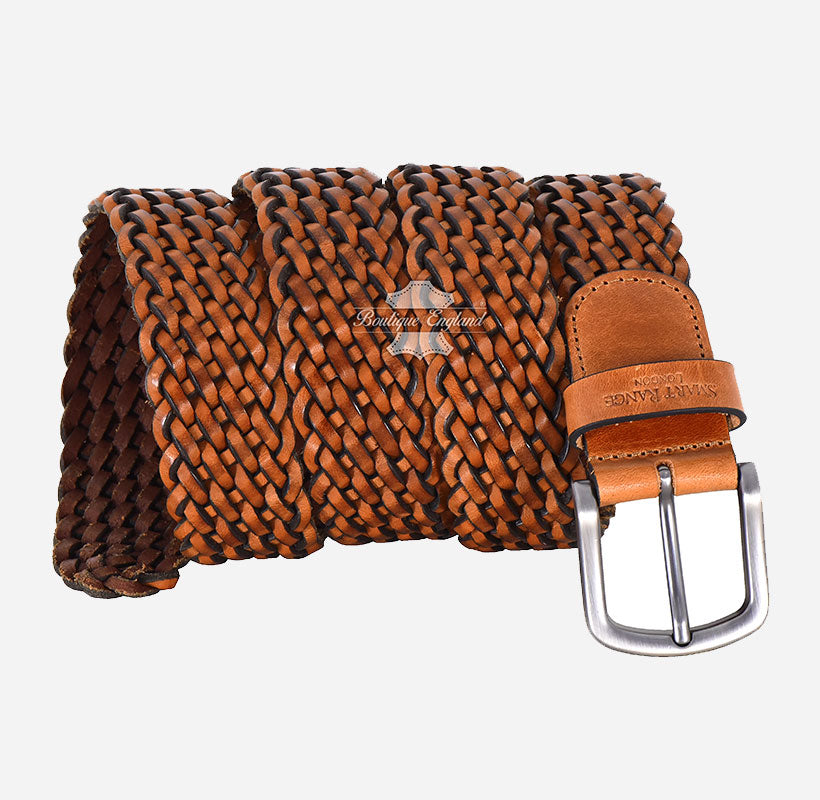 Men's Woven Leather Belt - One-Size-Fits