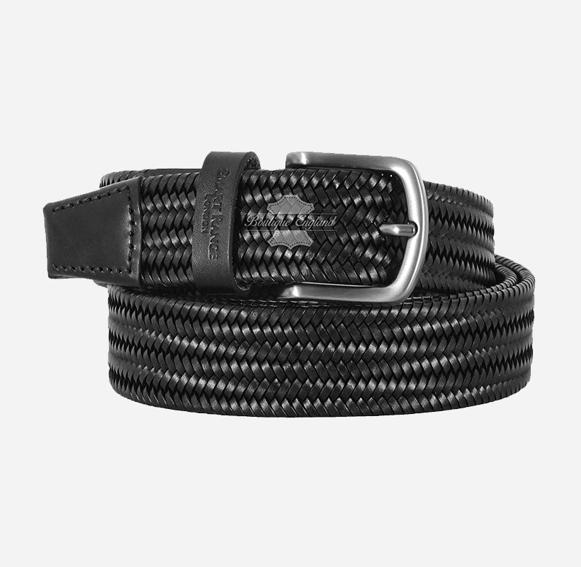 Woven Leather Belt For Men's Braided Style