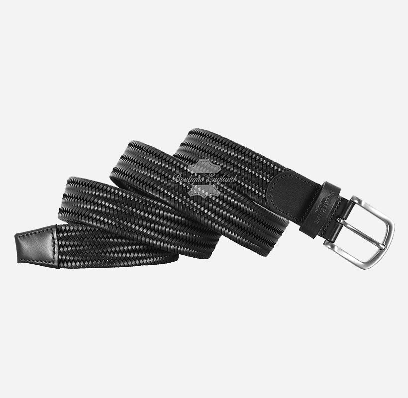 Woven Leather Belt For Men's Braided Style