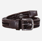 Men's Woven Braided Leather Belt with Metallic Buckle