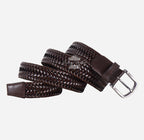 Men's Woven Braided Leather Belt with Metallic Buckle