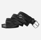 Men's Woven Braided Leather Belt with Metallic Buckle