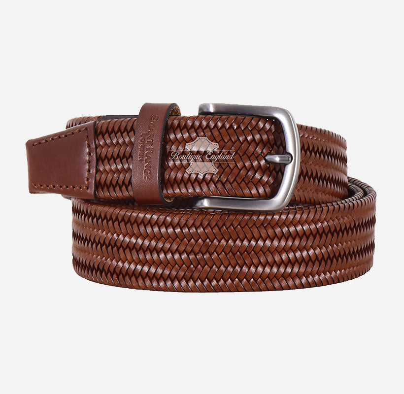 Woven Leather Belt For Men's Braided Style