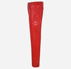 501 Leather Jeans For Men's Biker Style Cow Red Leather Pants