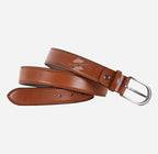 Men's Formal Leather Belt with Round Pin Buckle