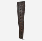 Men's Biker Laced Leather Pants Thick Cowhide Vintage Leather Pants