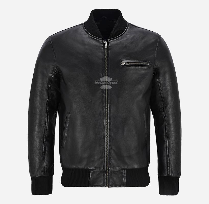 70'S Classic Leather Bomber Jacket For Men's Retro Varsity Jacket