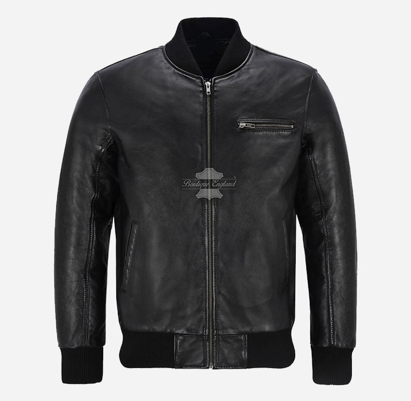 70'S Classic Mens MA-1 Leather Bomber Jacket