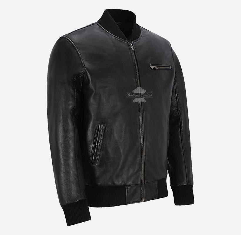 70'S Classic Leather Bomber Jacket For Men's Retro Varsity Jacket