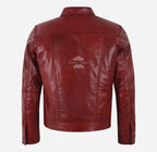 TRUCKER Men's Denim Style Leather Jacket Red