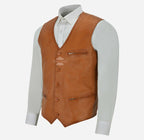 ALTON Men's Leather Waistcoat Classic Party Leather Vest