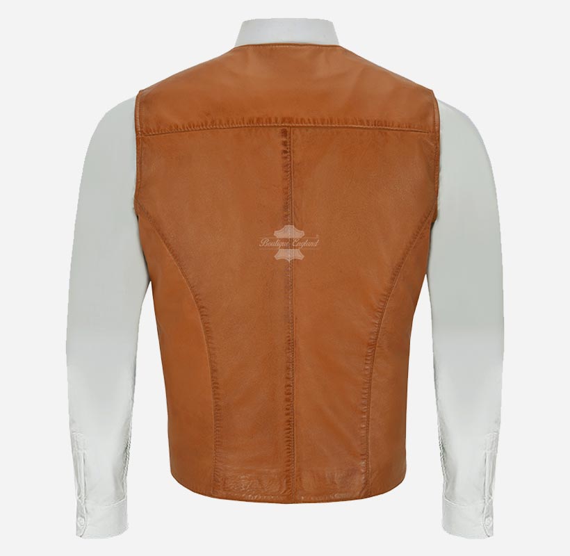 ALTON Men's Leather Waistcoat Classic Party Leather Vest