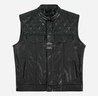PITFALL Men's Motorcycle Leather Vest Club Style Leather Vest