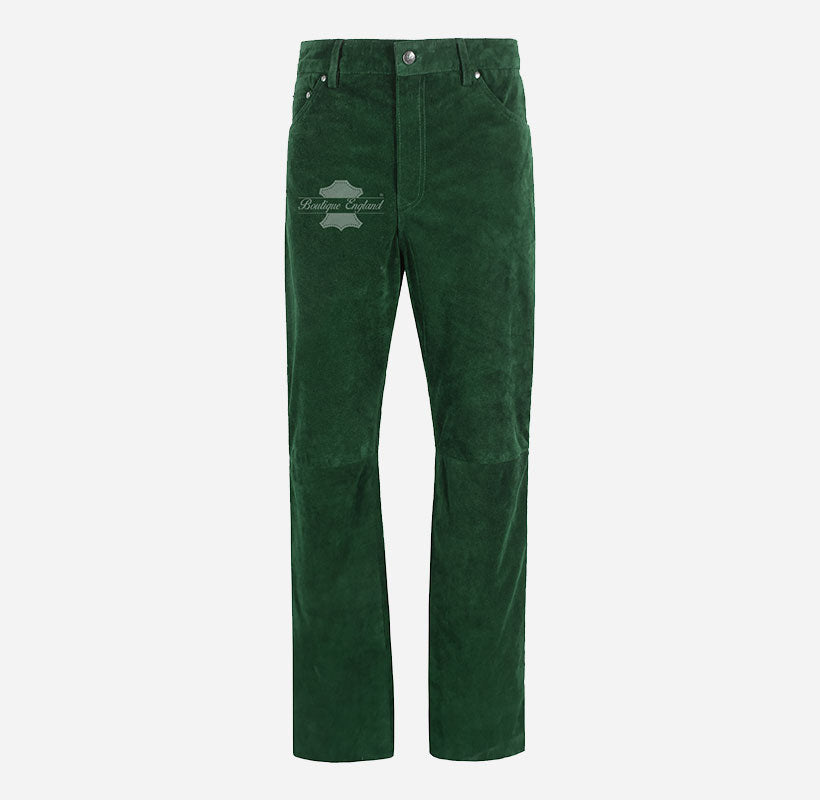 Men's Suede Pants Biker Style Suede Trousers