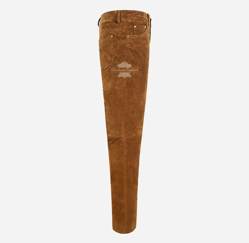 Men's Suede Pants Biker Style Suede Trousers