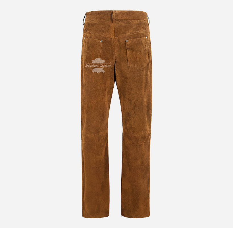 Men's Suede Pants Biker Style Suede Trousers