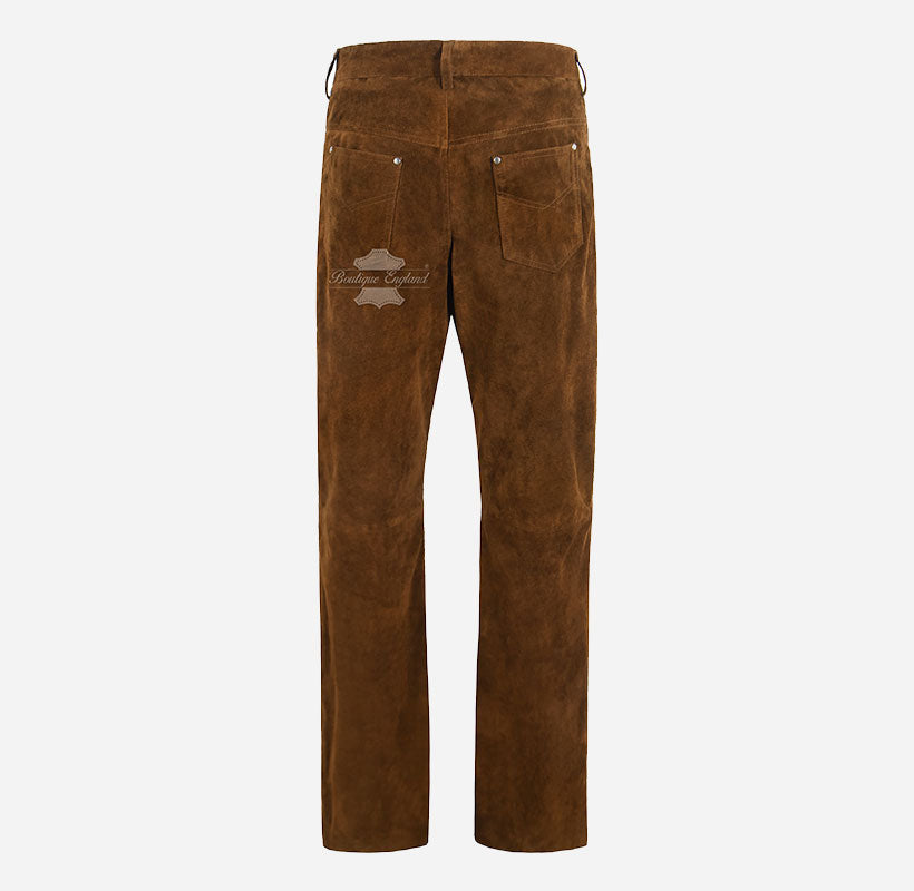 Men's Suede Pants Biker Style Suede Trousers