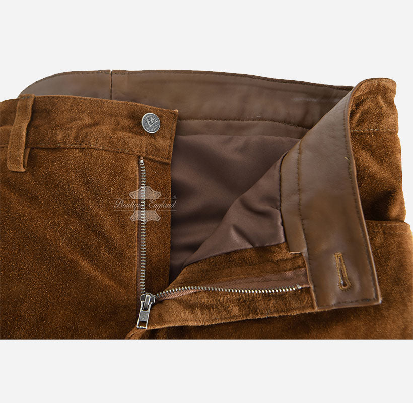 Men's Suede Pants Biker Style Suede Trousers