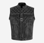 PITFALL Men's Motorcycle Leather Vest Club Style Leather Vest