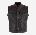 PITFALL Men's Motorcycle Leather Vest Club Style Leather Vest