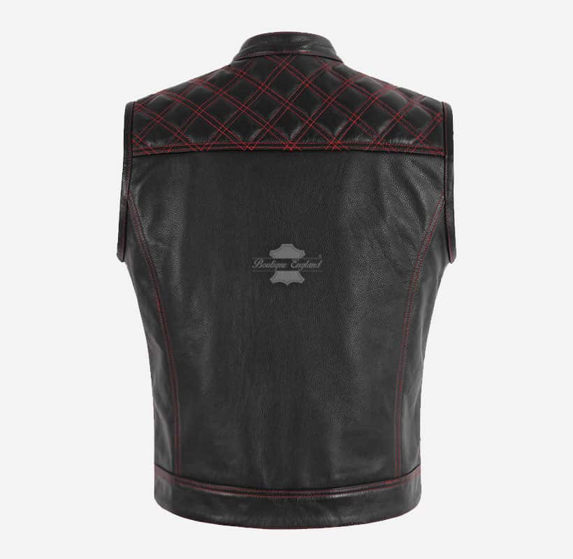 PITFALL Men's Motorcycle Leather Vest Club Style Leather Vest