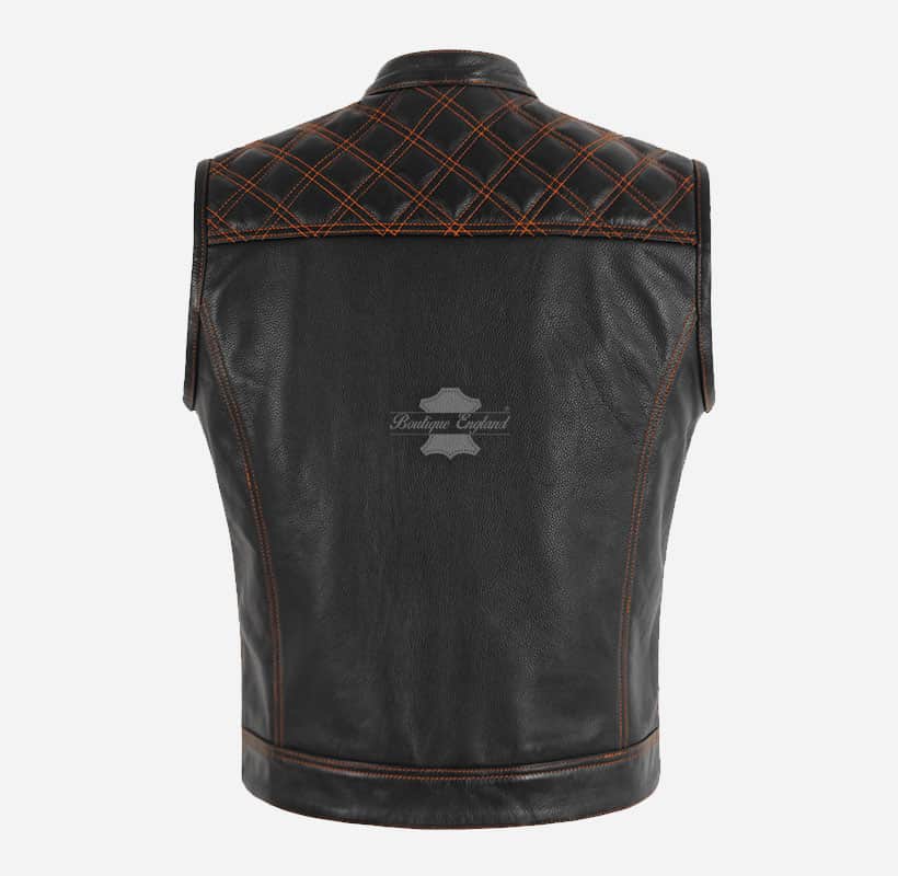 PITFALL Men's Motorcycle Leather Vest Club Style Leather Vest
