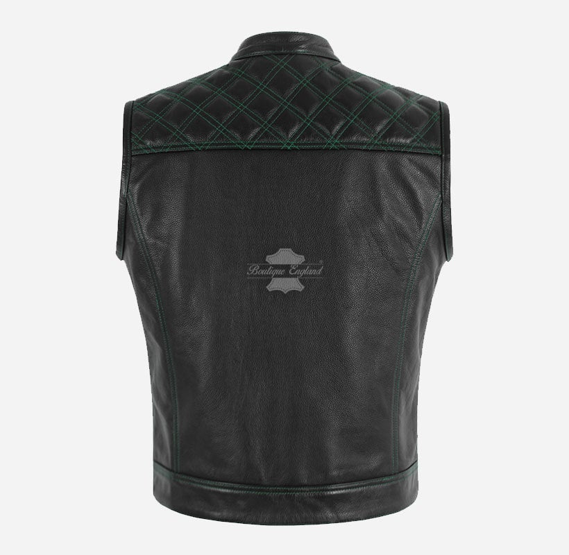 PITFALL Men's Motorcycle Leather Vest Club Style Leather Vest