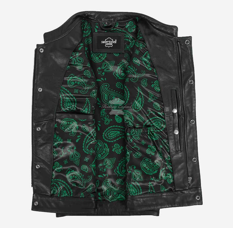 PITFALL Men's Motorcycle Leather Vest Club Style Leather Vest