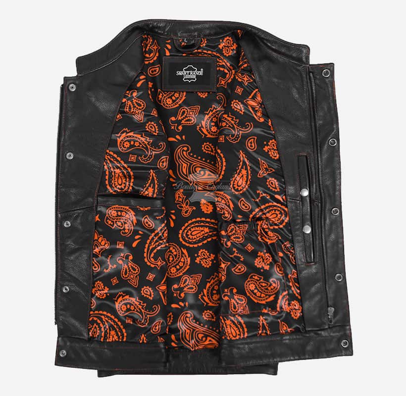 PITFALL Men's Motorcycle Leather Vest Club Style Leather Vest