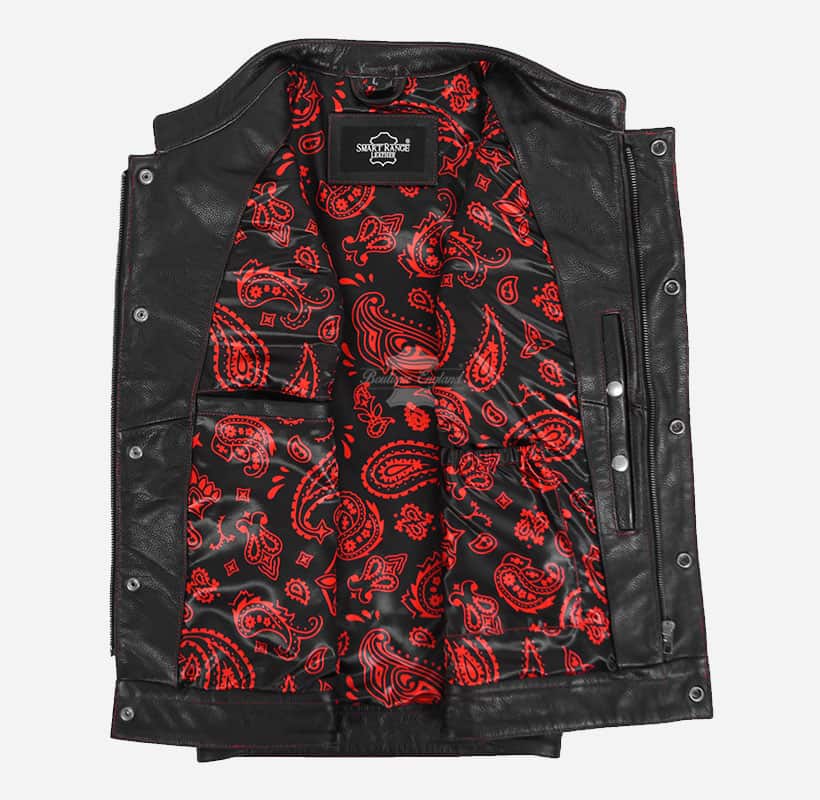 PITFALL Men's Motorcycle Leather Vest Club Style Leather Vest