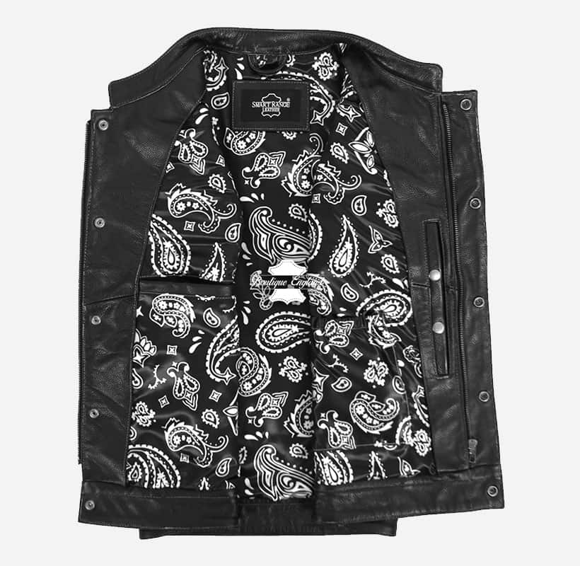 PITFALL Men's Motorcycle Leather Vest Club Style Leather Vest