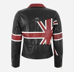 UNION JACK Women's Union Flag Leather Jacket Black
