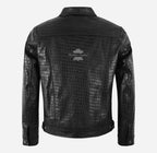 RASHFORD Men's Croc Print Leather Trucker Jacket