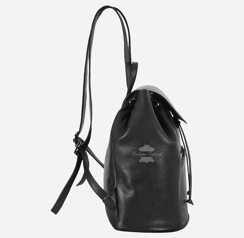 Women’s Black Leather Functional Travel Backpack