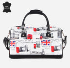 ICONIC LONDON London Printed Leather Travel Duffle Bag