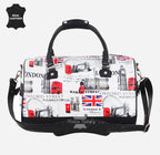 ICONIC LONDON London Printed Leather Travel Duffle Bag