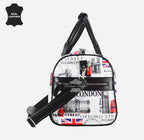 ICONIC LONDON London Printed Leather Travel Duffle Bag