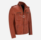 VORTEX Men's Leather Jacket Safari Style Leather Jacket