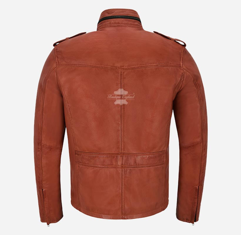 VORTEX Men's Leather Jacket Safari Style Leather Jacket