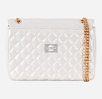 Women’s Quilted Leather Shoulder Bag with Gold Chain Strap