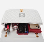 Women’s Quilted Leather Shoulder Bag with Gold Chain Strap