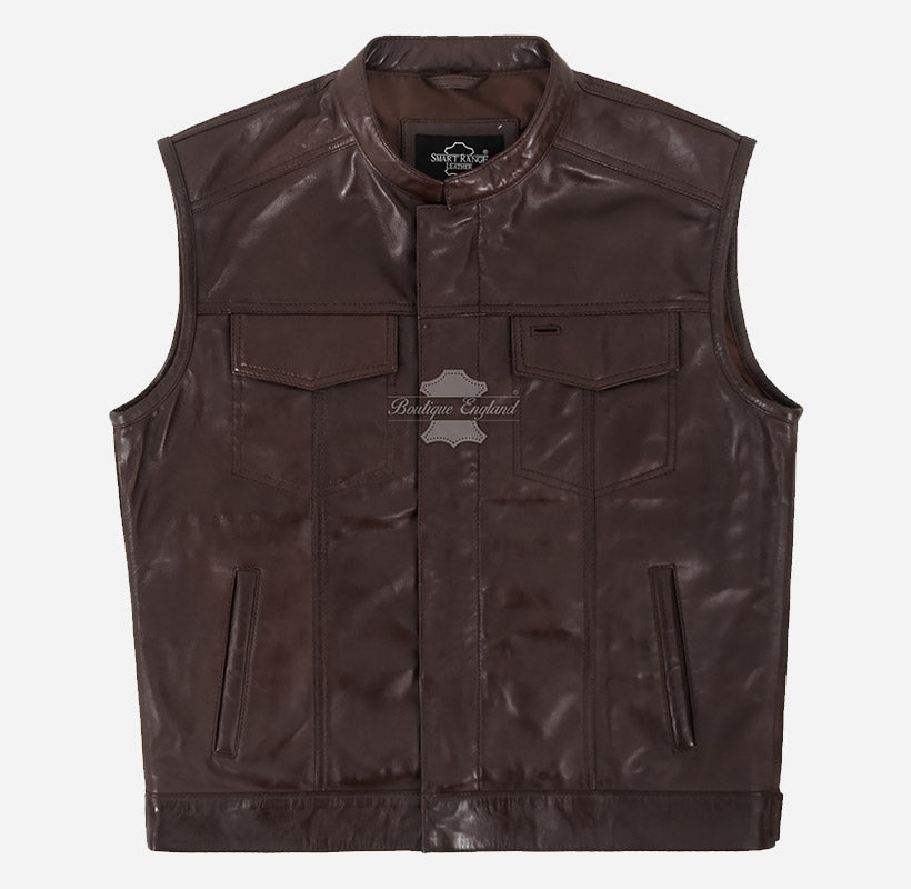 SLICK Men's Racer Style Leather Vest