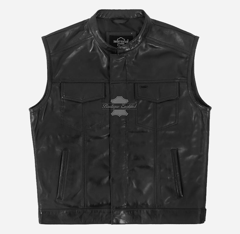 SLICK Men's Racer Style Leather Vest