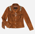 PRAIRIE Women's Western Style Suede Fringe Jacket