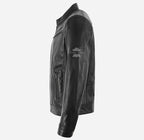 BANNING Men's Leather Racer Jacket in Black