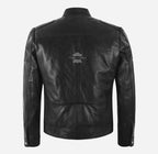 BANNING Men's Leather Racer Jacket in Black