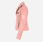 RIDER Women's Casual Center Zip Leather Biker Jacket